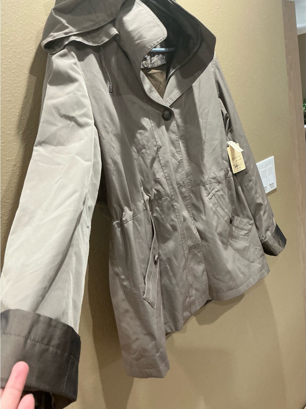 St. John's Bay Taupe Hooded Trench Coat brand new size XL